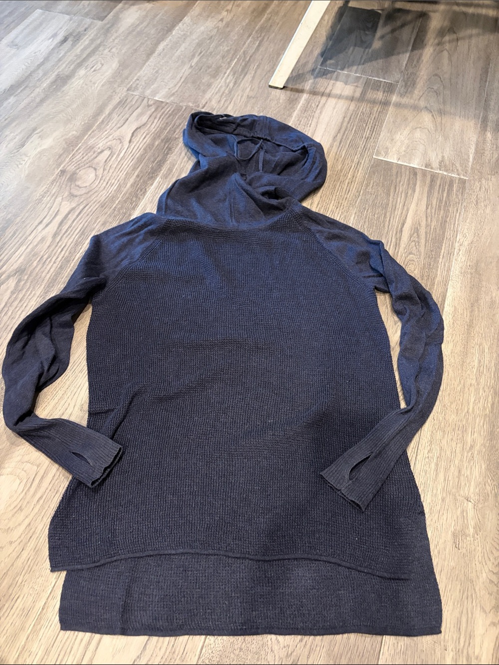 Athleta Dark Navy Hooded Knit Pullover XXS